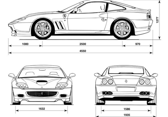 Ferrari 575 M (2003) (Феррари 575 М (2003)) - чертежи (рисунки) автомобиля